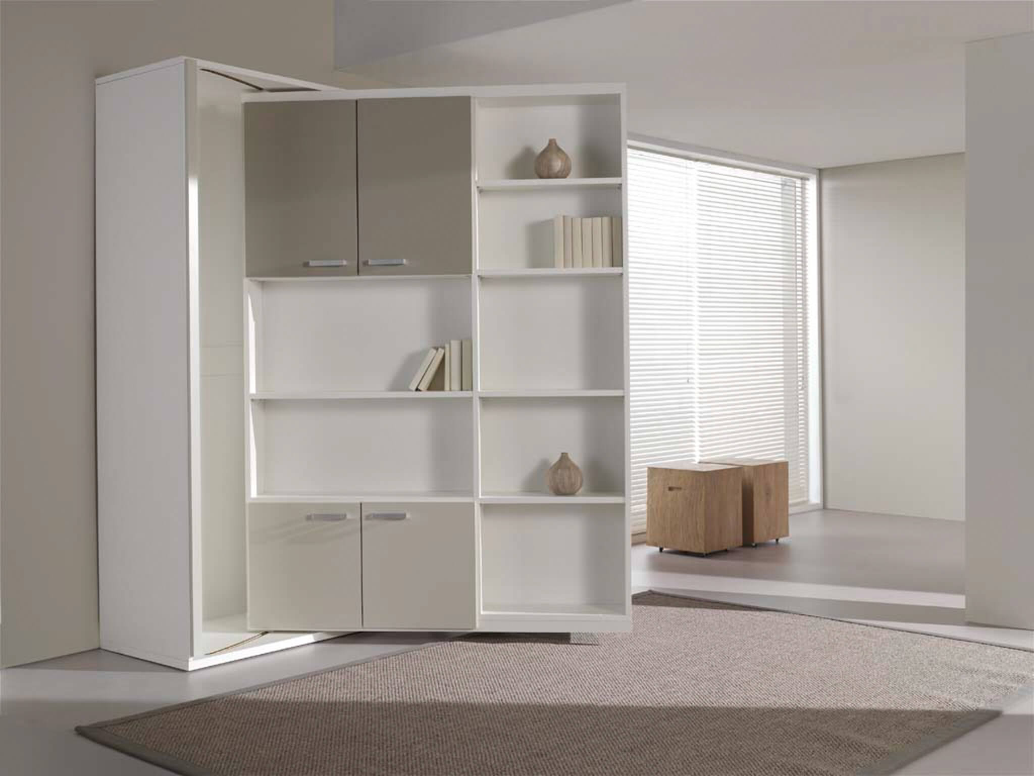 Bookcase with hidden wall bed